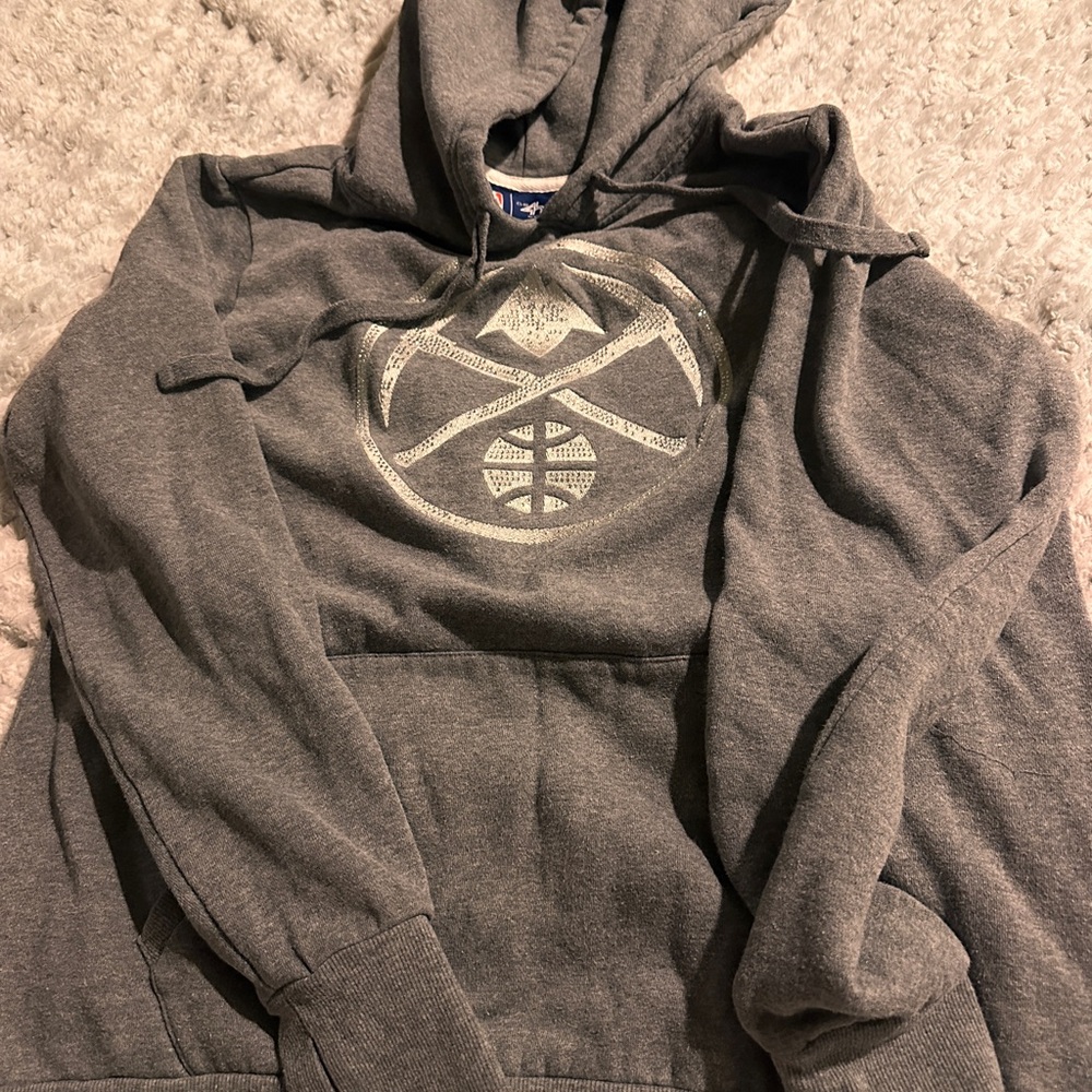 NBA Denver Nuggets Charcoal Hoodie with Silver Logo